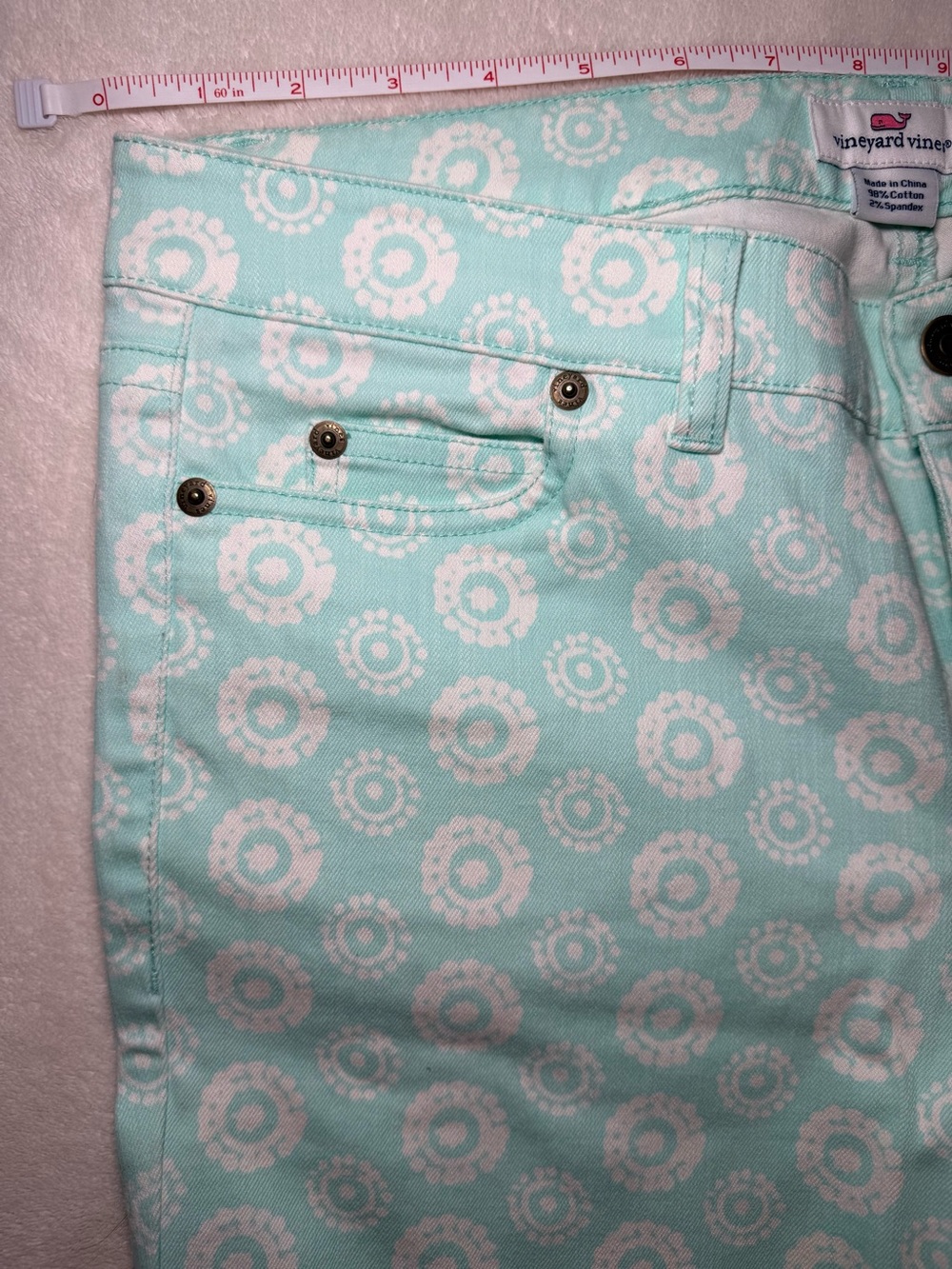 Vineyard Vines Aqua Patterned Pants - Size: 8 - Picture 6 of 10
